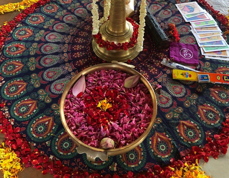 Yoga Meditation Decorative Circle Centrepiece with flowers