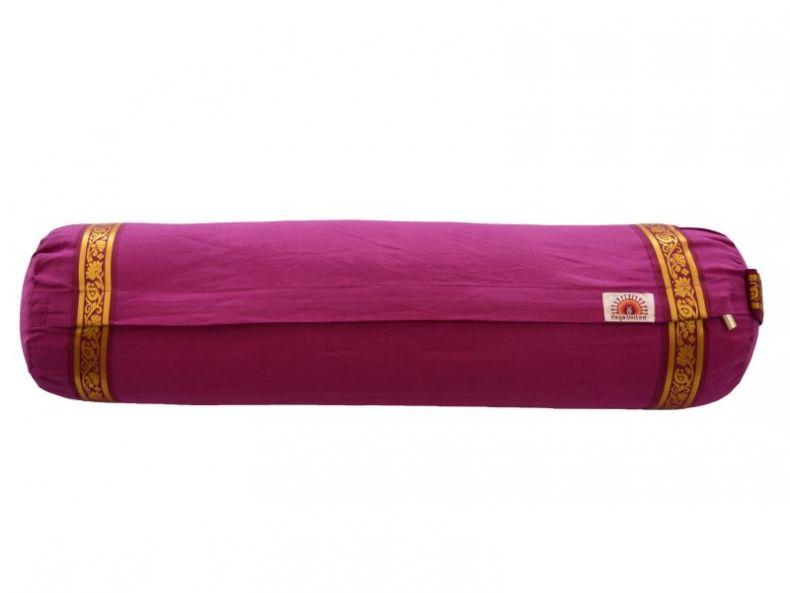 Pink bolster with gold trim - medium sized bolster by Yoga United