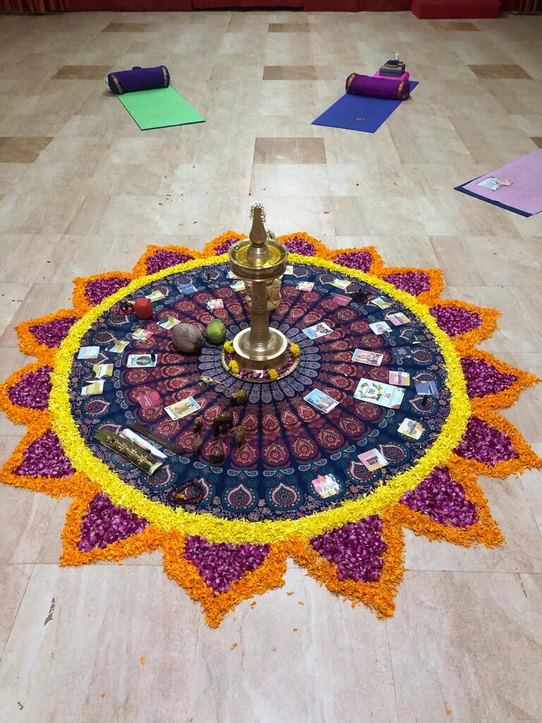India yoga holiday venu in flower decoration