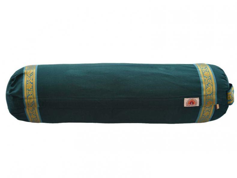 Dark green bolster with gold trim - medium sized bolster by Yoga United