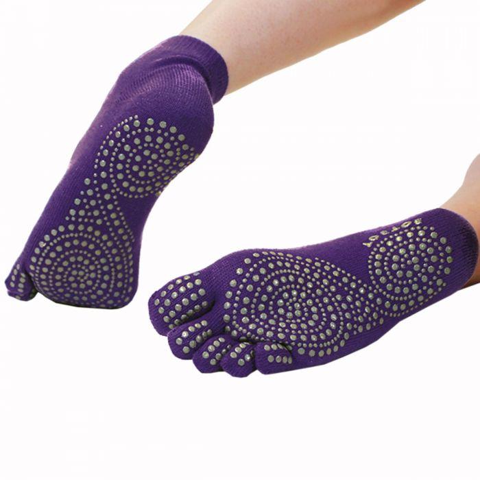 Purple socks - sock soles have a rubber grip