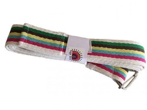 Stripey Colours Cotton Yoga Belt Support bar buckle Strap