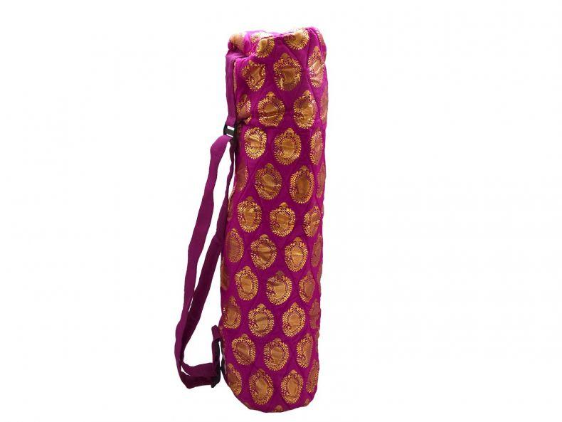 gold mango printed designs yoga mat bag pink colour with adjustable strap
