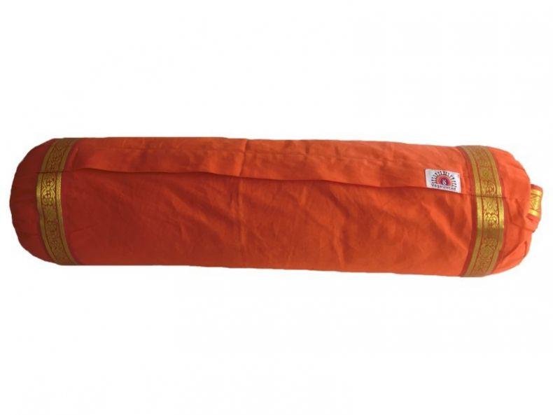 Orange bolster with gold trim - medium sized bolster by Yoga United