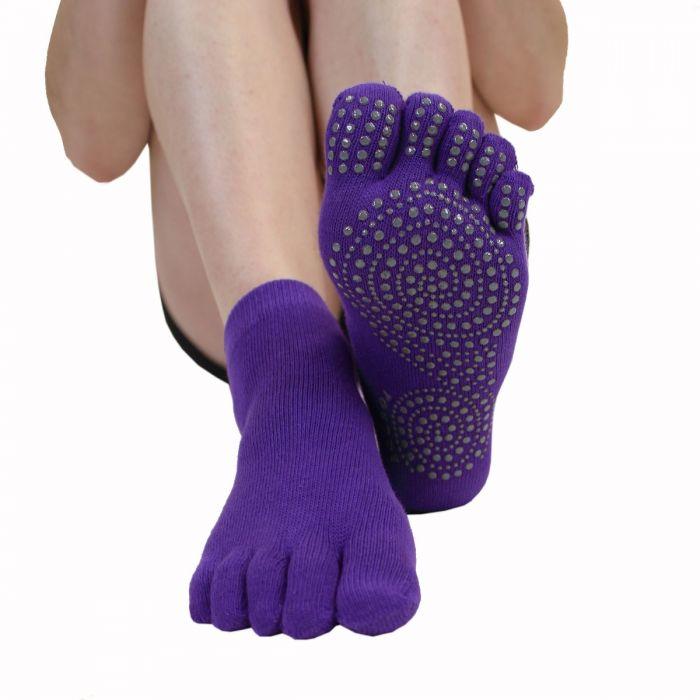 Purple yoga socks - sock soles have a rubber grip