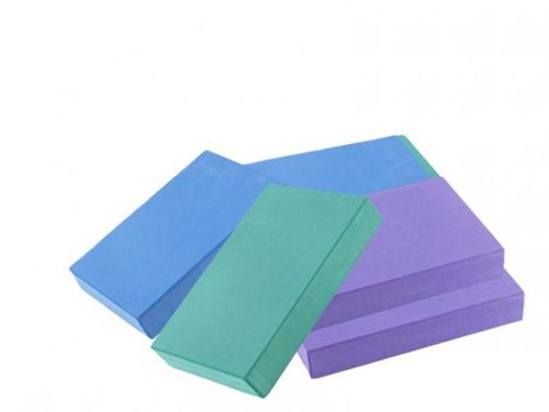 Yoga blocks in blue green and purple