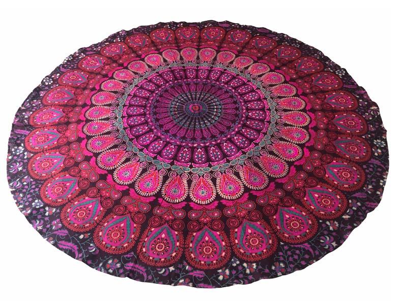 circule decorative cotton yoga meditation design magenta fabric details
