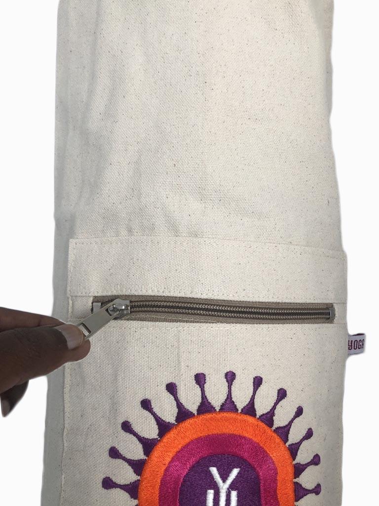 natural cotton yoga mat bags zip pocket