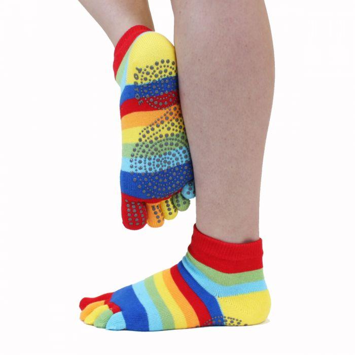 toe socks yoga pilates anti slip trainer rainbow detail