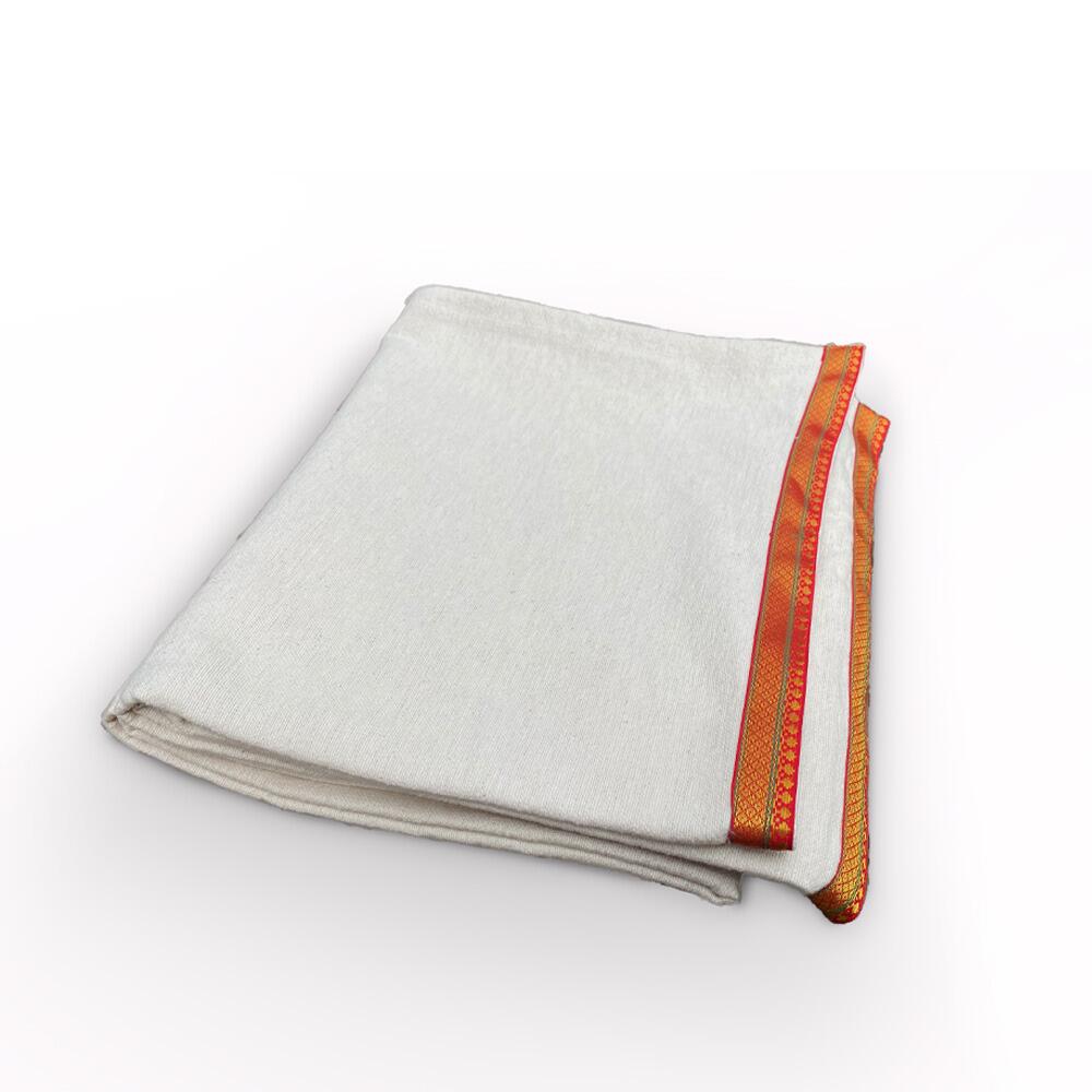 Undyed Natural Meditation Yoga Blanket With Embroidery Border