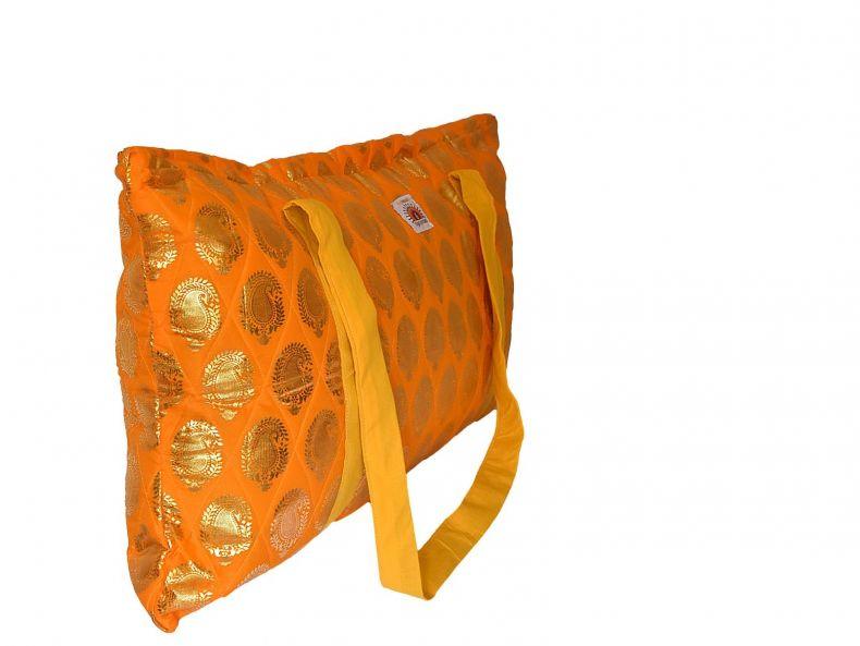Orange and gold yoga tote bag.  100% cotton.