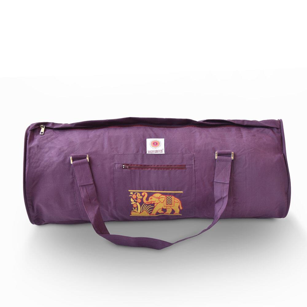 cotton deluxe yoga kits carrier elephant design aubergine colour bag