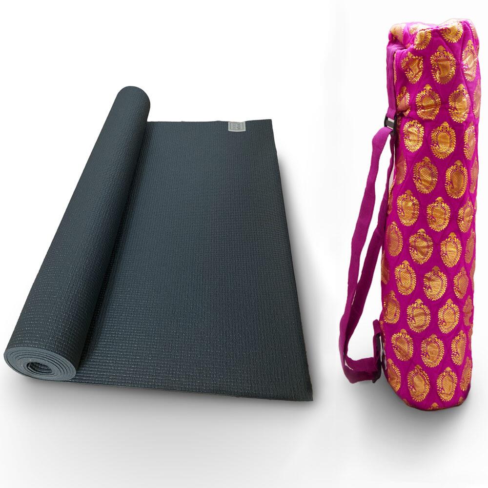 Classic ECO  yoga mat gray colour and pink colour shakti mat bag pack
