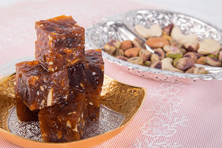 Product photo of Dry Fruit Halwa. A very traditional Indian Sweets available from the interiors of India.