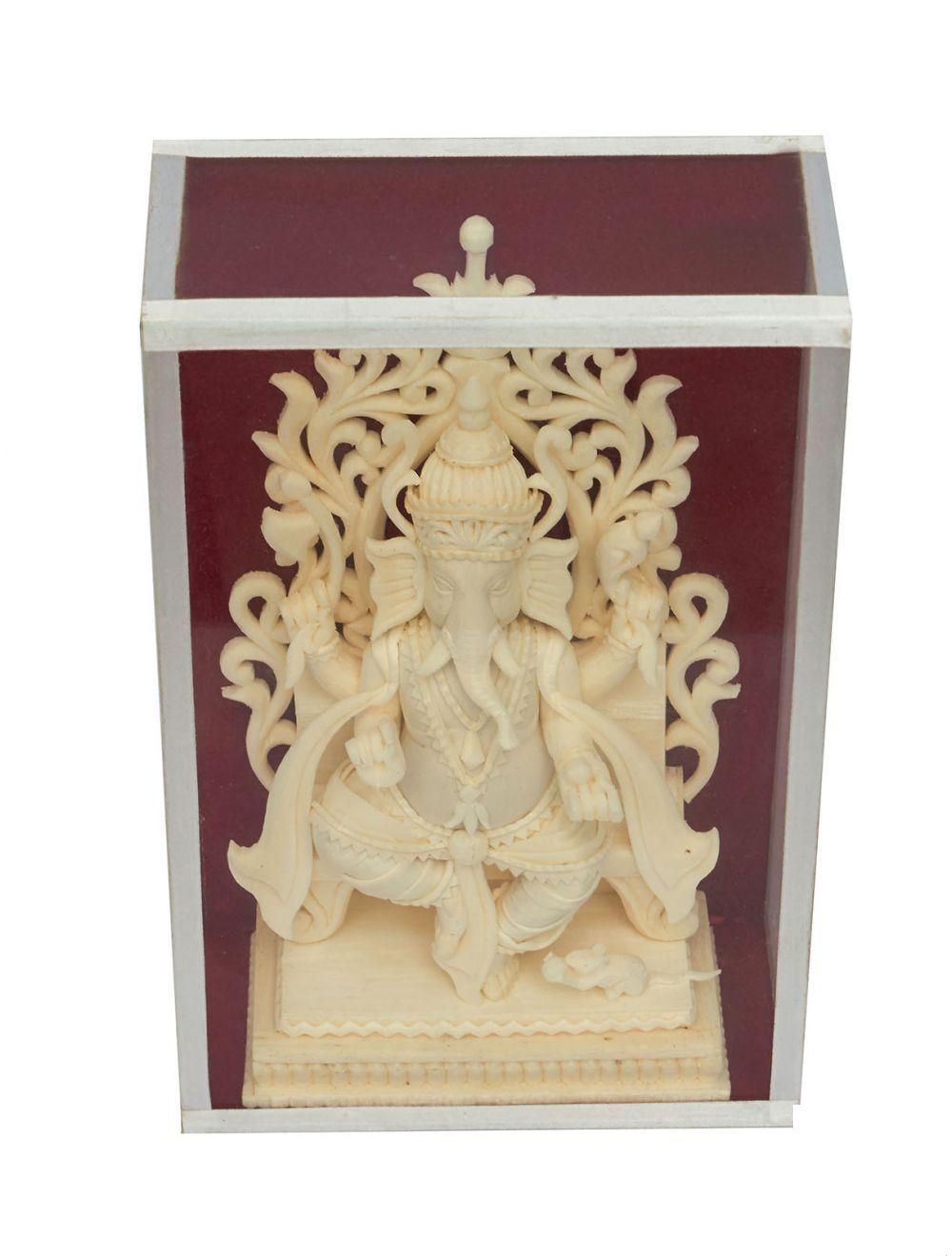 Picture of 20 cm Handmade Pith Work Sitting Ganesh
