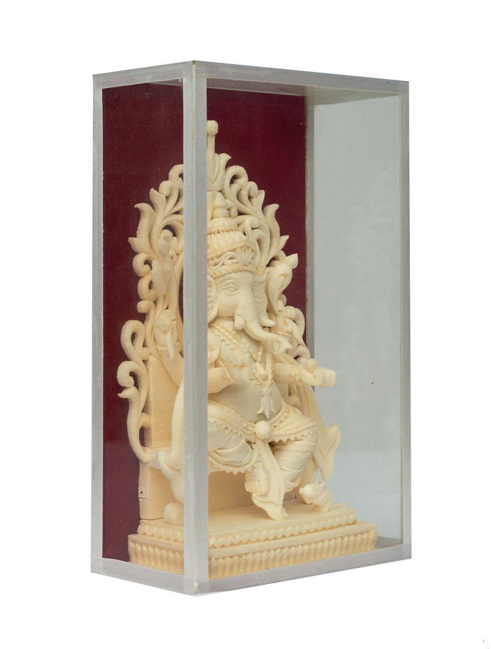 Picture of 20 cm Handmade Pith Work Sitting Ganesh