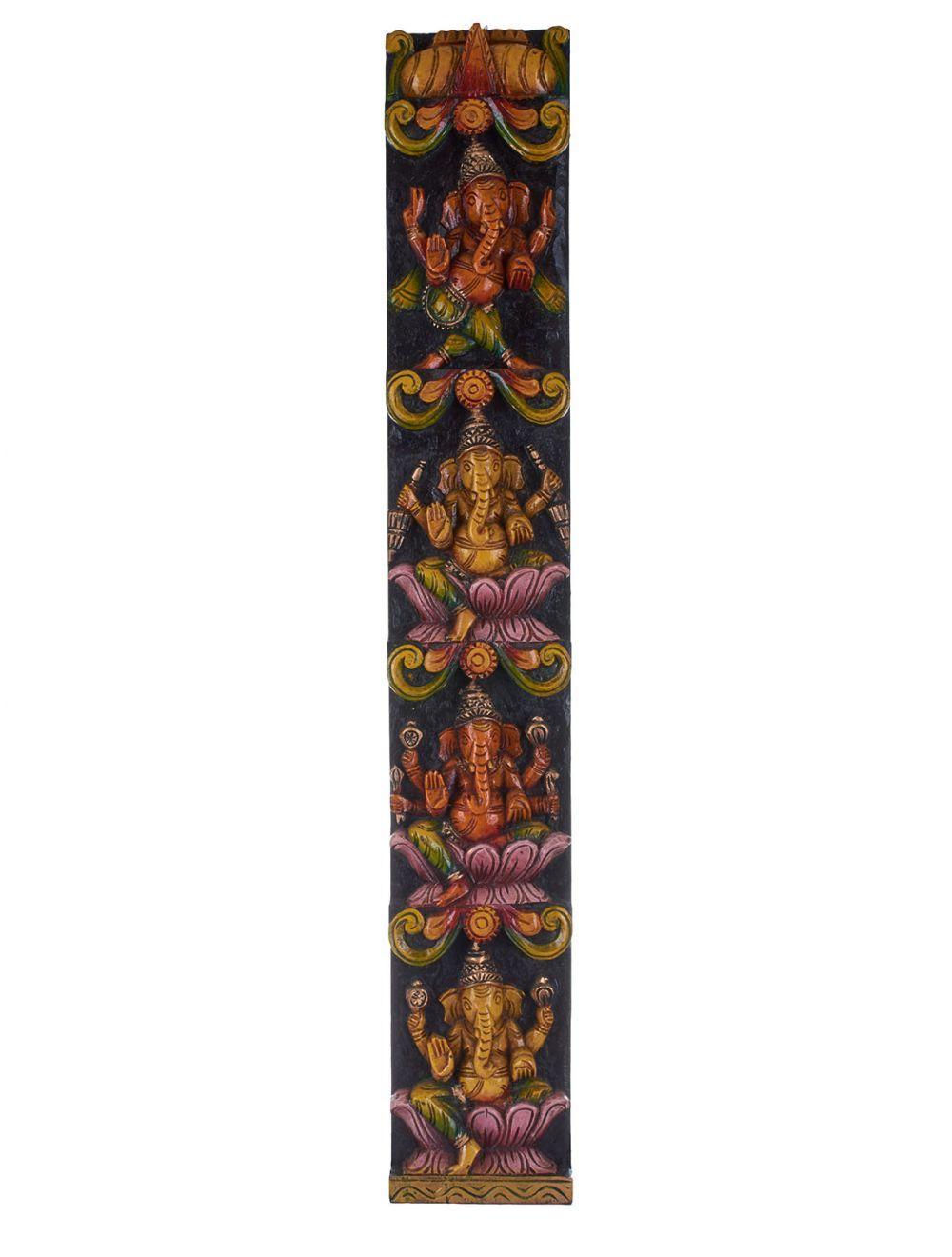 Picture of Handmade Country Wood Coloured assorted Ganesh vertical Wall Panel