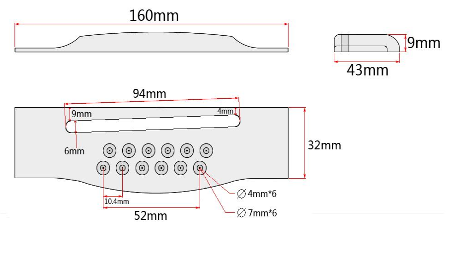 12 String Acoustic Bridge