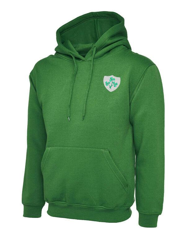 Ireland Rugby Retro Style Hooded Sweatshirt with embroidered logo