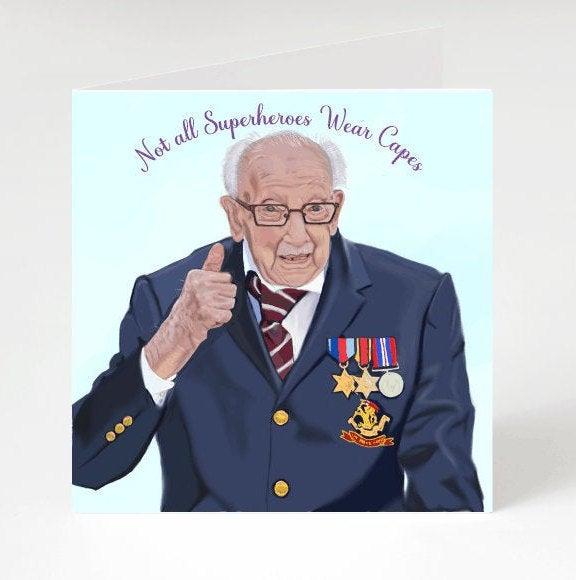NHS Hero-Captain Tom Moore - Pride of Britain -Walk on- Greetings cards Brighter days birthday card - Thinking of you -  handmade cards