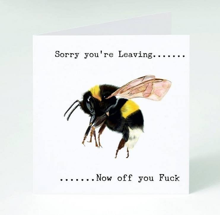 Sorry you're leaving - Rude card - Funny greetings Card - Adult cards - work colleague -Greetings Card - Leaving- Last day at work