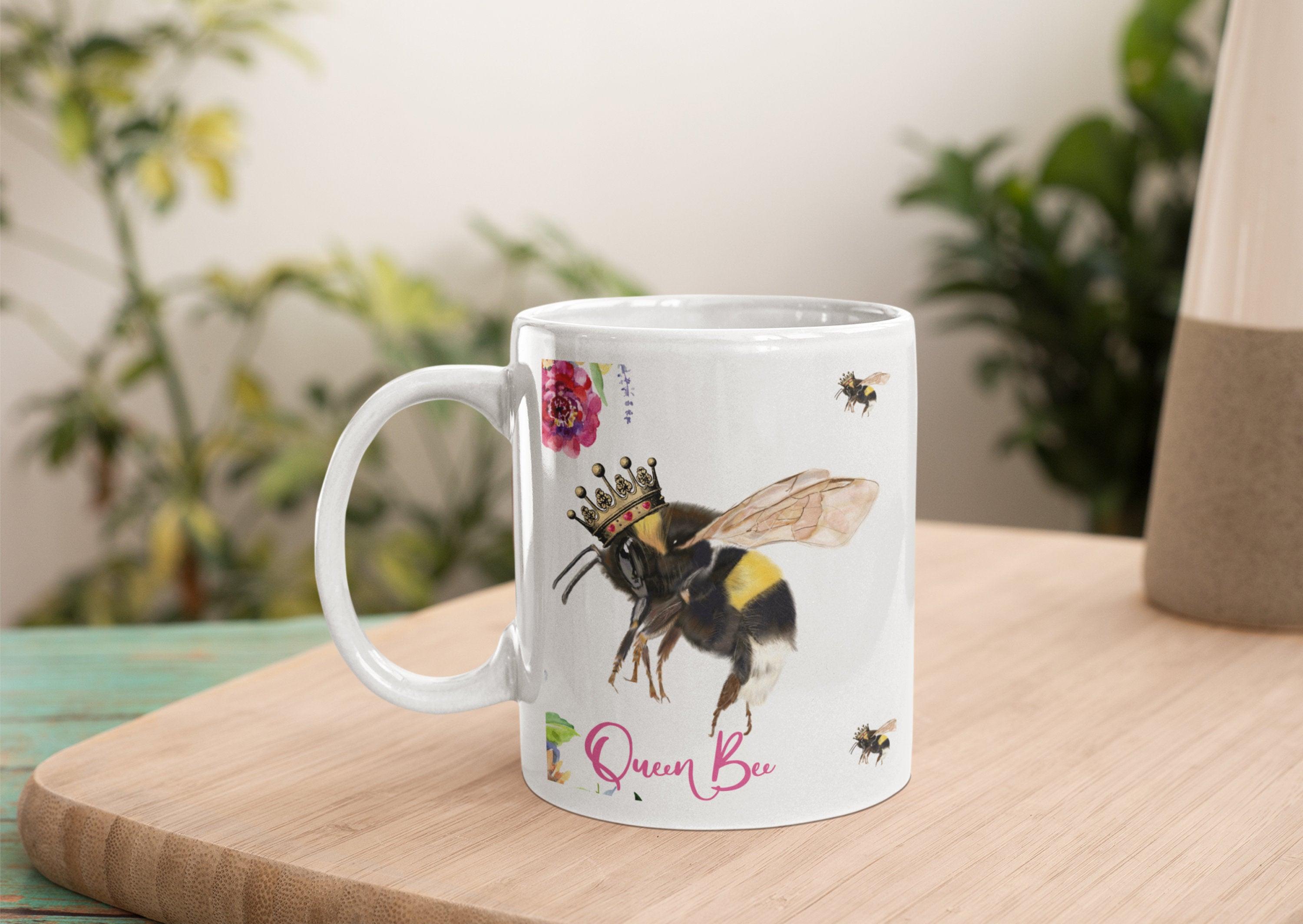 QUEEN BEE - Bumblebee colourful Coffee / Tea mug - birthday gift -personalised mug- Bee lover - New Home gift - His and hers