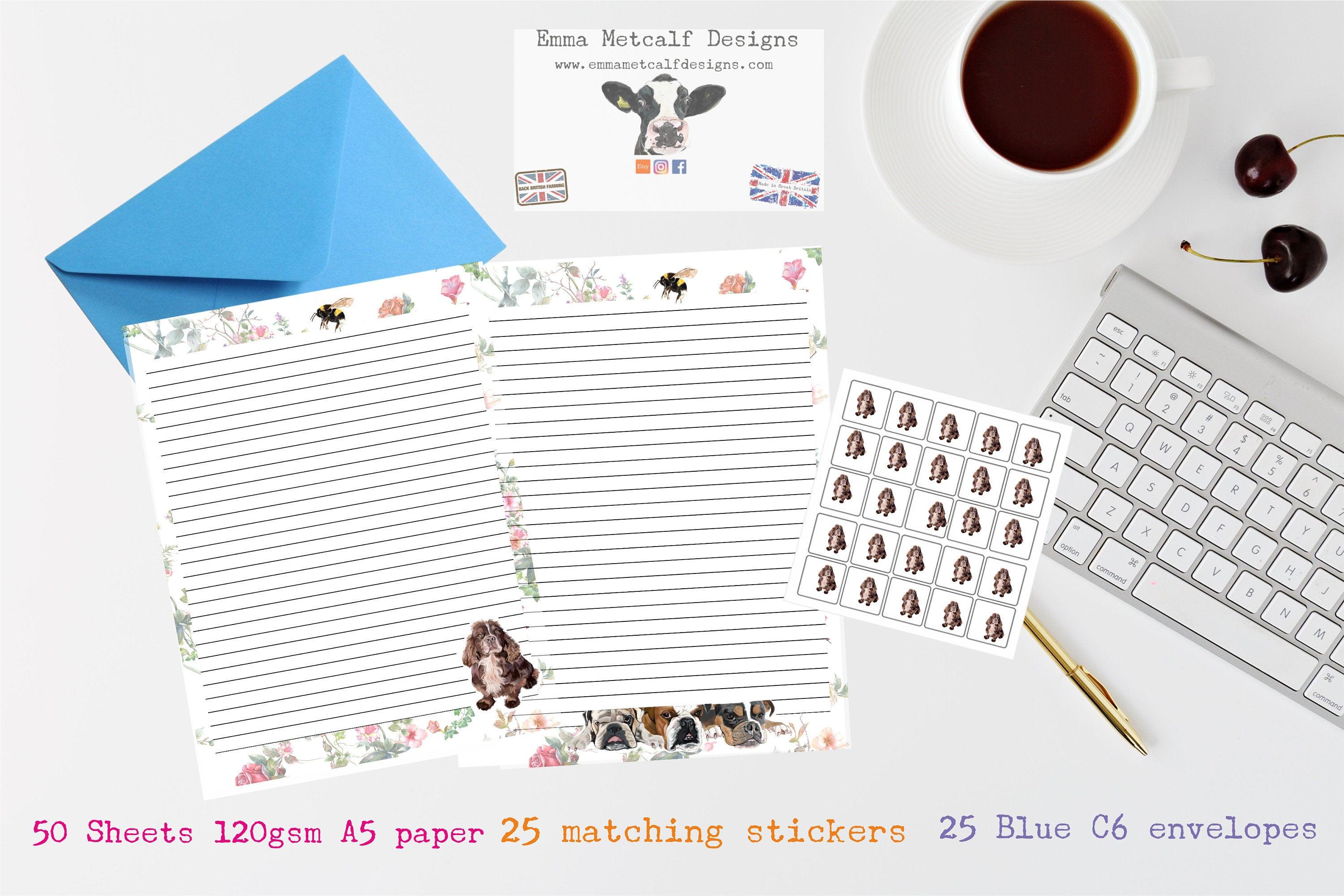 Beautiful hand designed letter writing set - Writing paper- Dogs  - Envelopes- Stickers- Letter writing- Traditional writing set