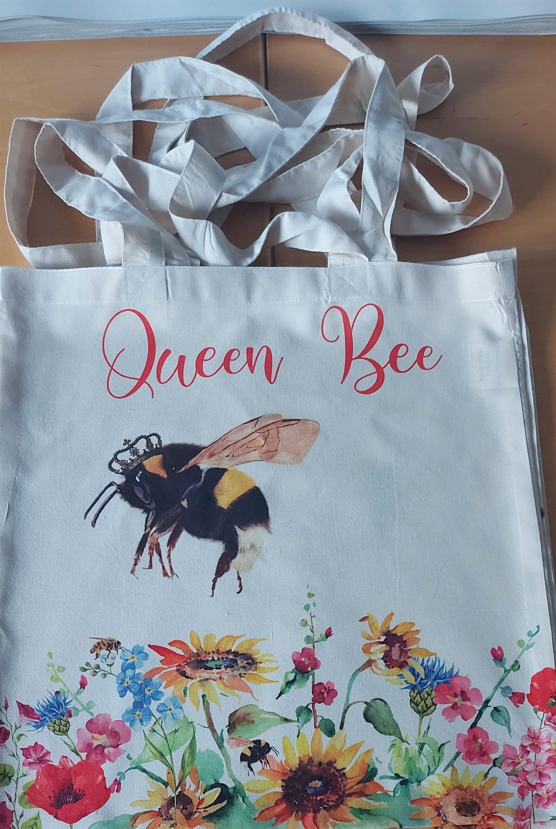 MOTHER'S DAY GIFT- Queen Bee re useable Eco shopper bag-Beautiful queen bee design- Perfect Gift Reuseable shopping bags-Eco Bags