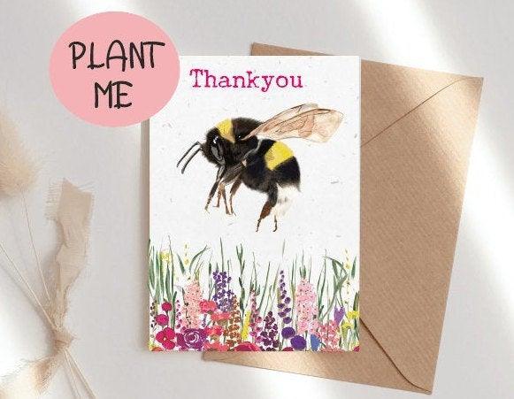 ECO and VEGAN PLANTABLE Thankyou Seed Cards - Bee Cards - Wildflower cards - #Plantable Seed cards -Save the bees- Plantable cards-seedpaper