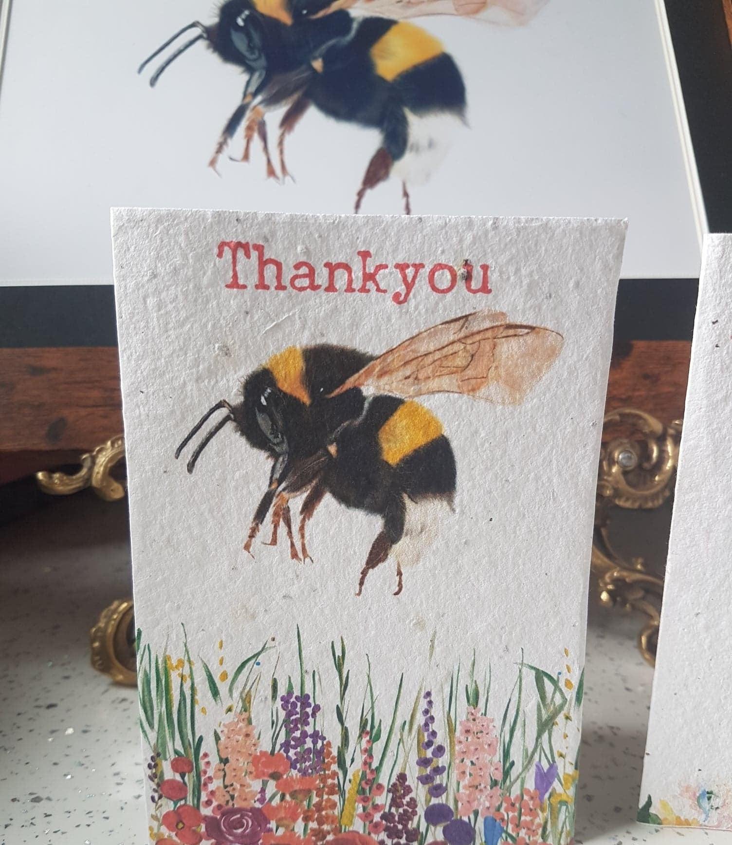 ECO and VEGAN Friendly PLANTABLE Thankyou Seed Cards -Bee Cards - Wildflower cards - Seed paper cards -Save the bees - Plantable cards- Lamb