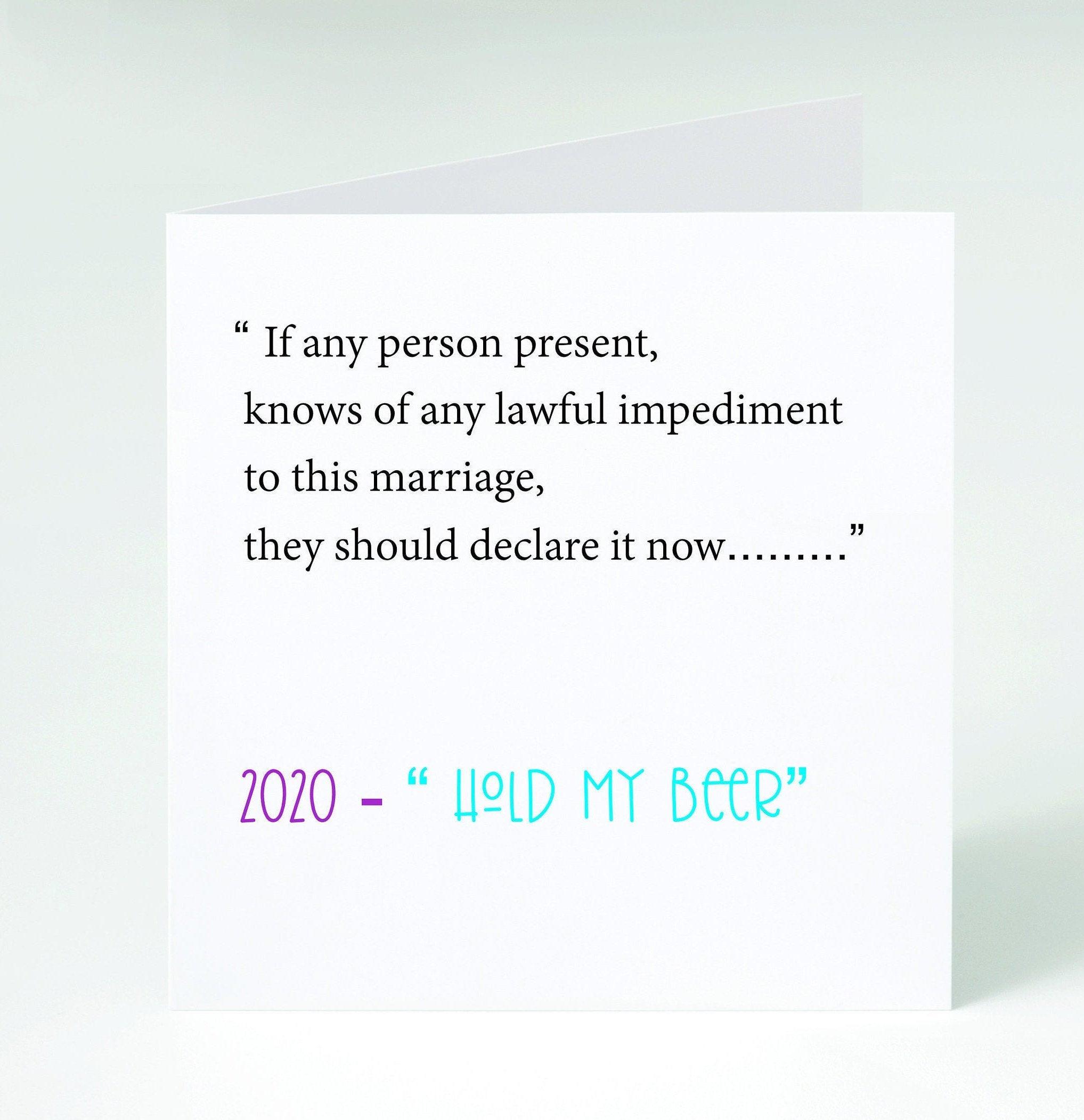 Funny  postponed Wedding Day Card - 2020 - Would Be Wedding Day Card - Original Wedding Day Card - Lockdown Card - Wife to be