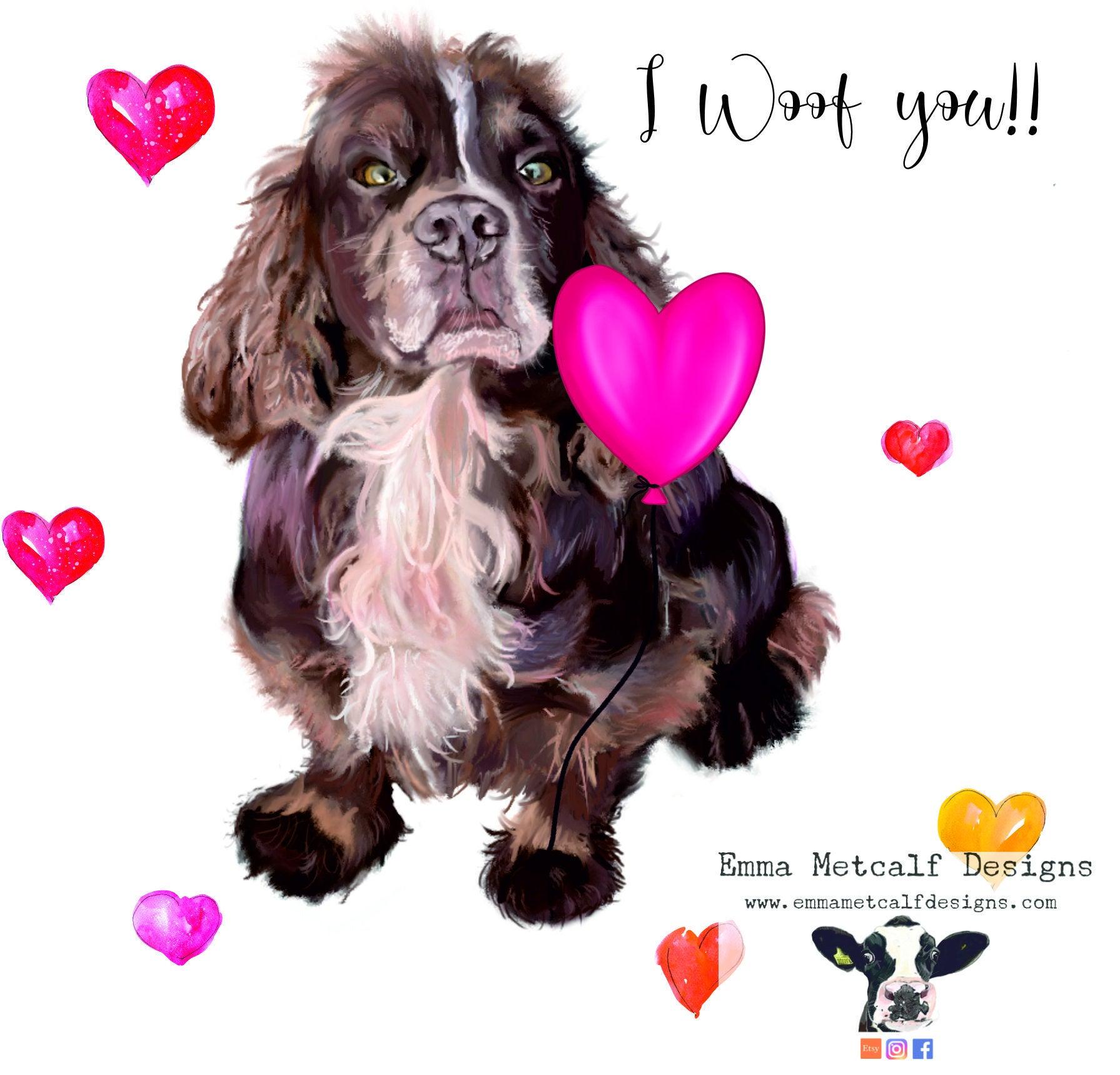 I Woof You - Beautiful Dog Valentine's card for him,her,themlove,Valentine's day,Feb 14th,open,friend,best friend,wife,husband,fiancee, dog