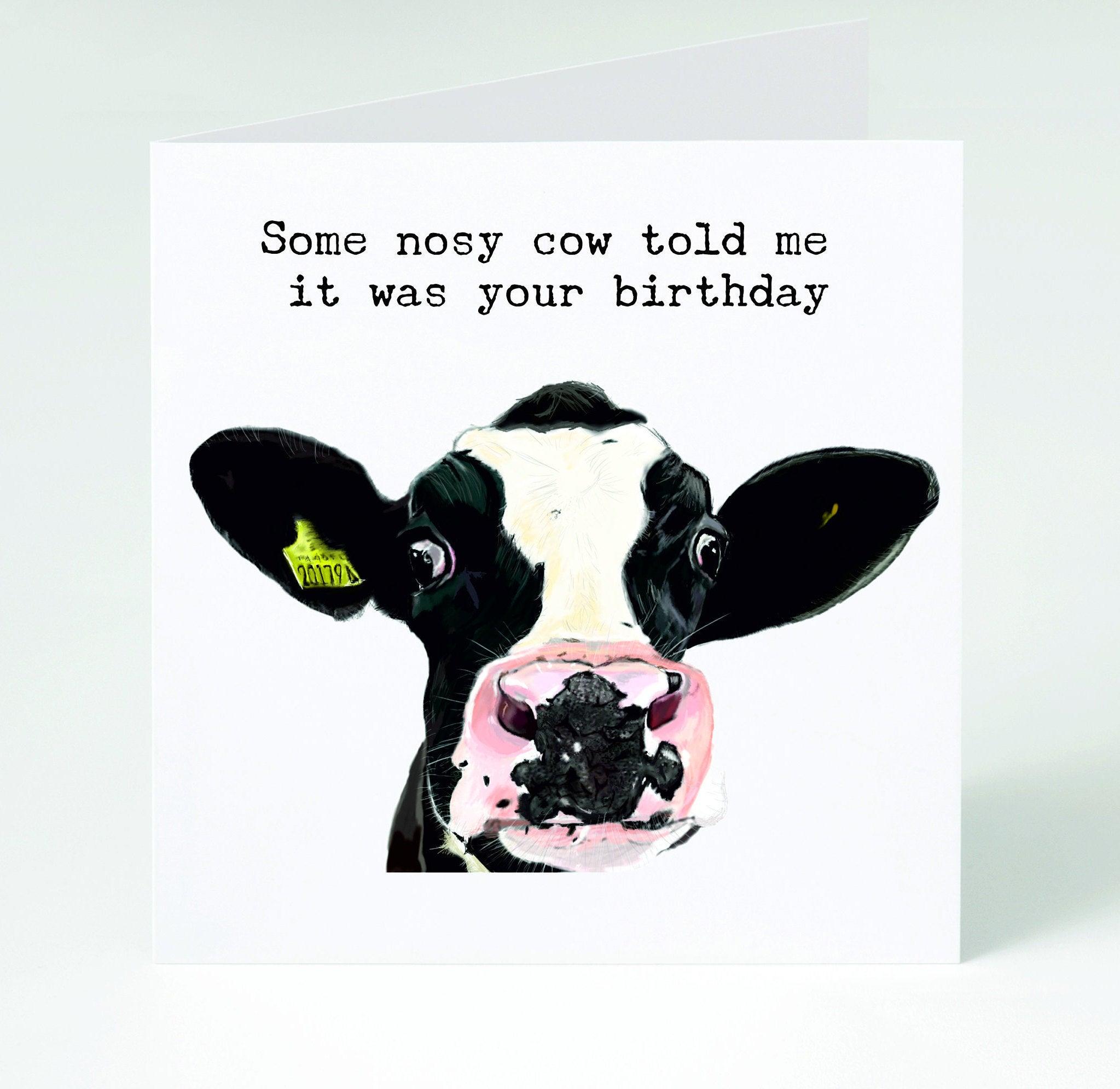 Funny Birthday Cards - Holstein - Greetings cards - Farm - Cow Birthday Card -Dairy Cow - Farmer -