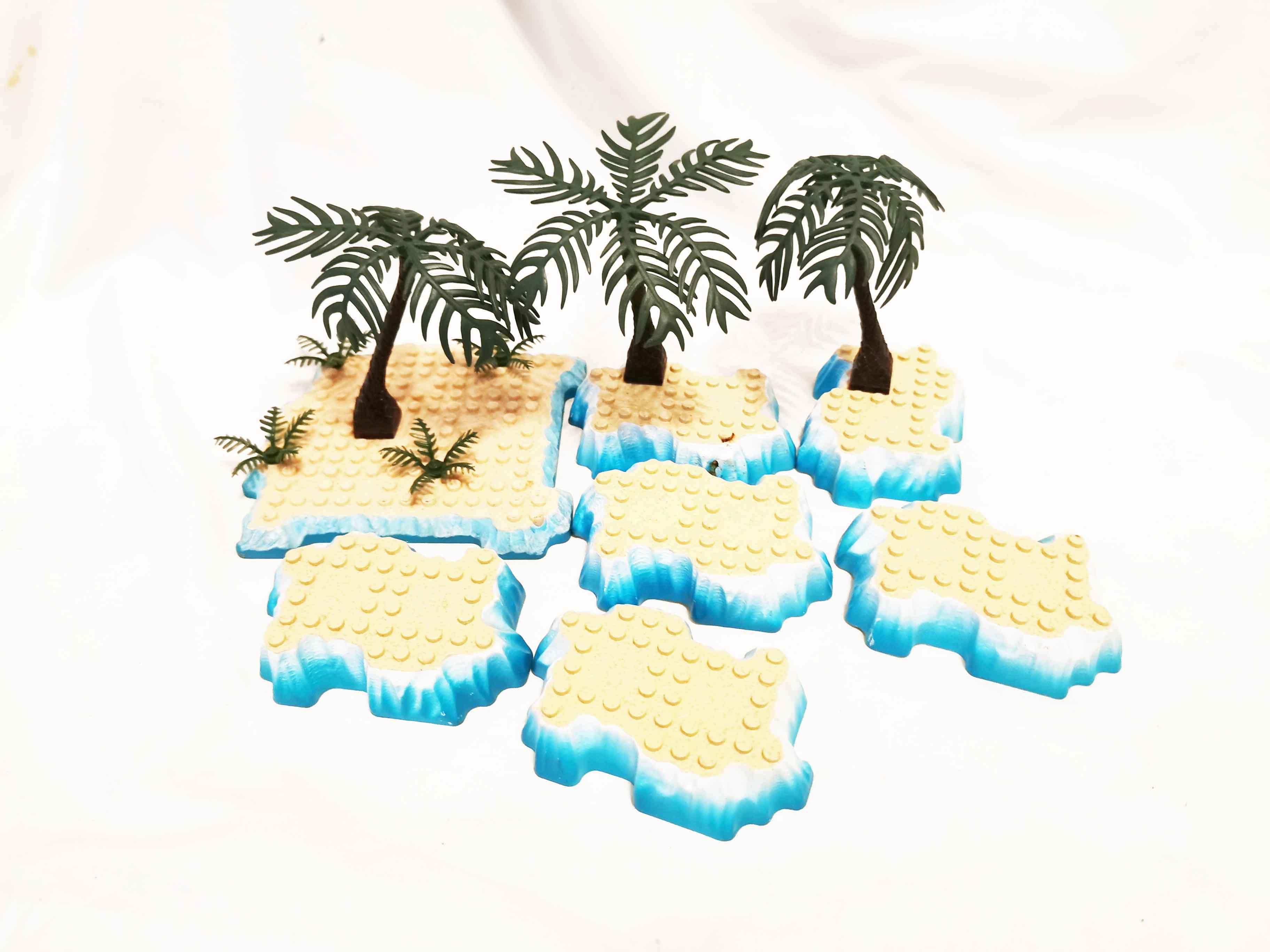 Mega Bloks Collection of Island Base Plates with Trees various sizes