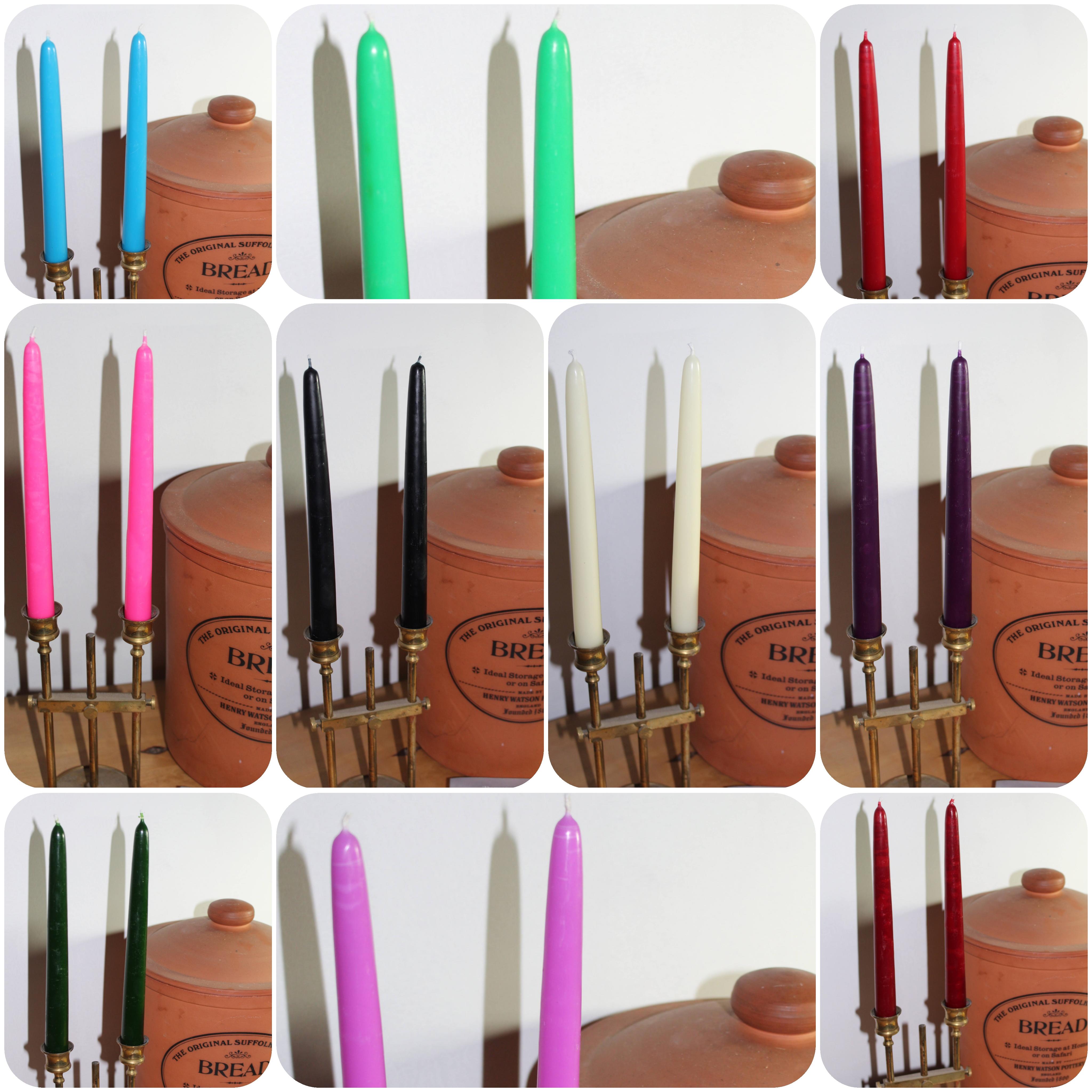 Coloured beeswax candles