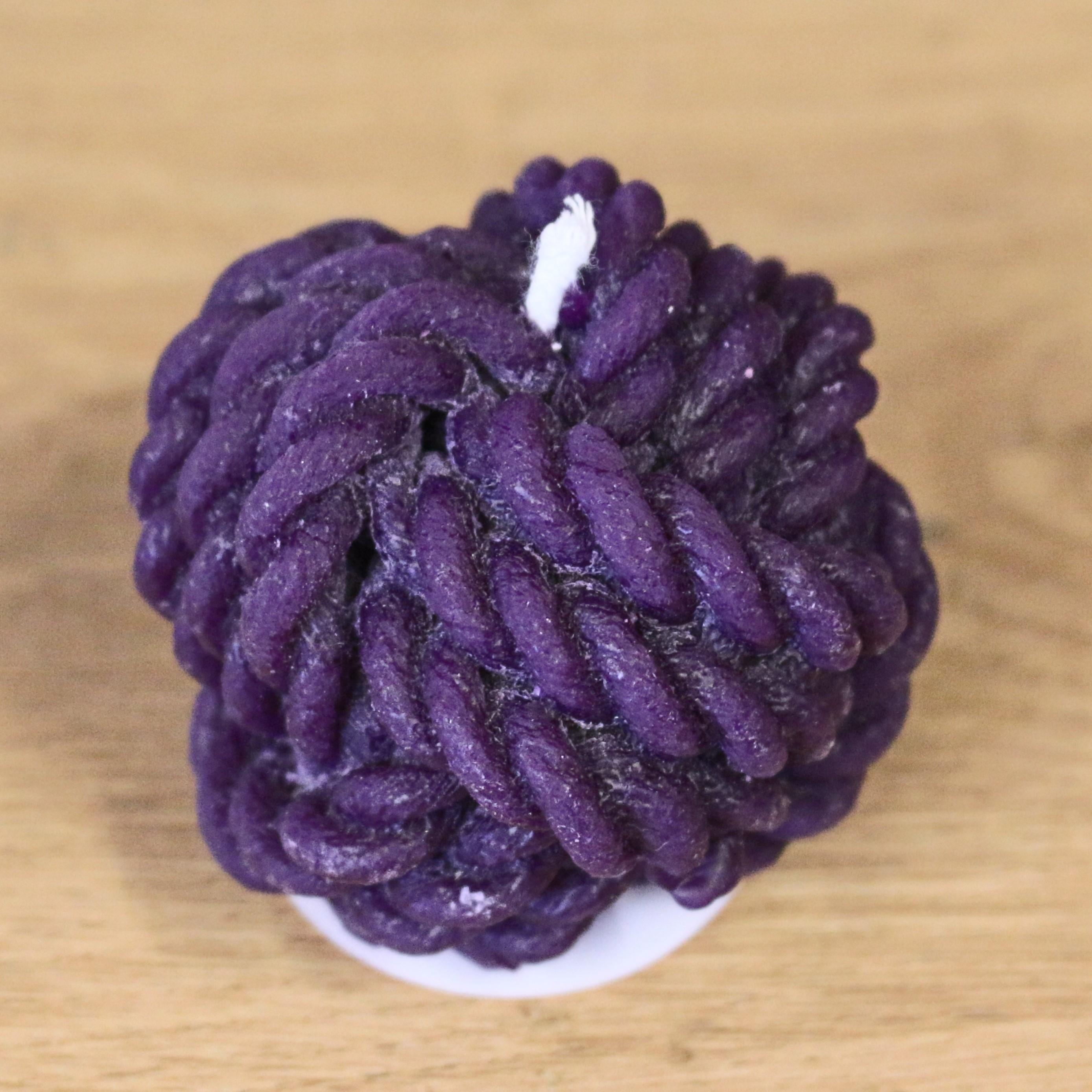 Deep Purple pure beeswax yarn ball candle