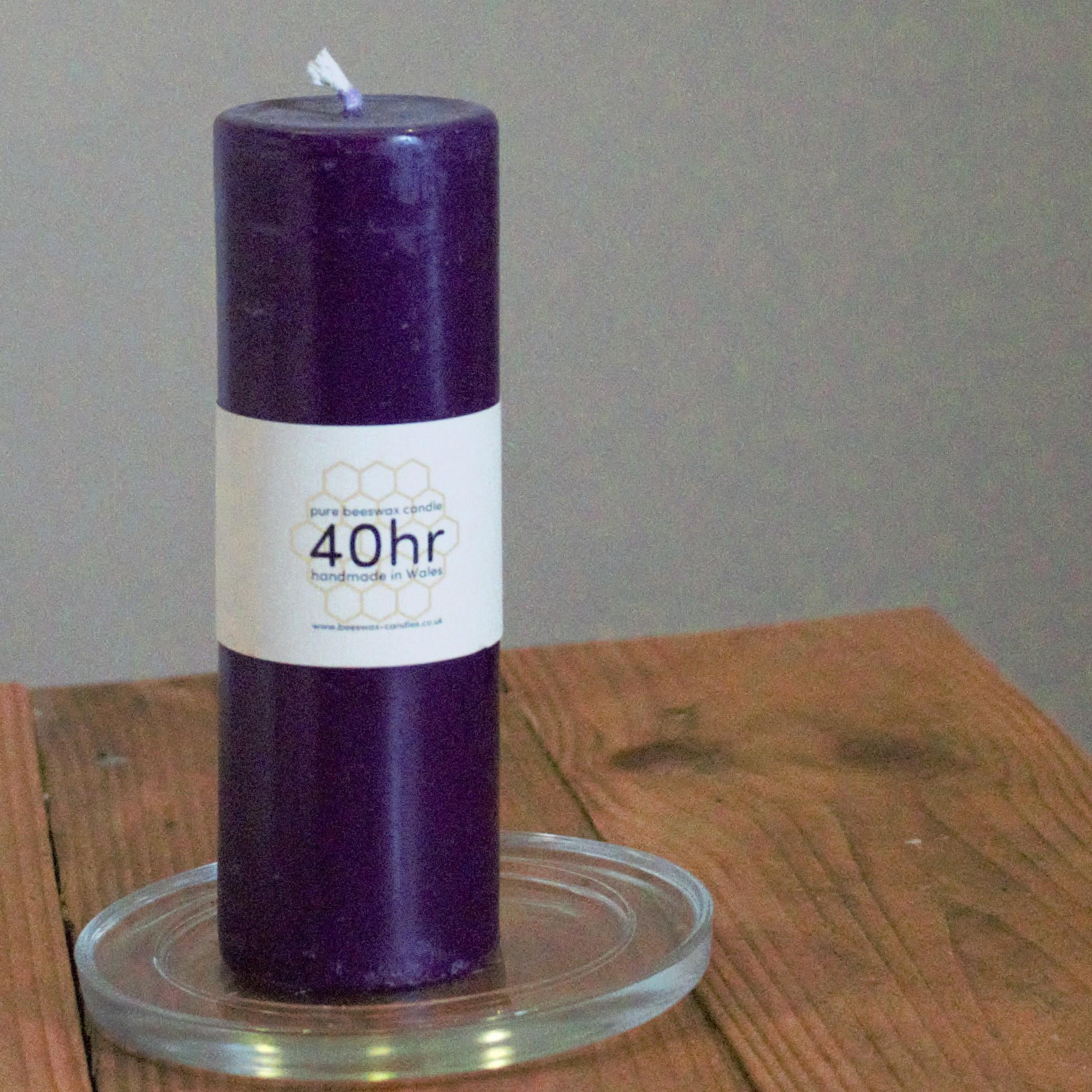 Deep Purple 40hr beeswax pillar candle