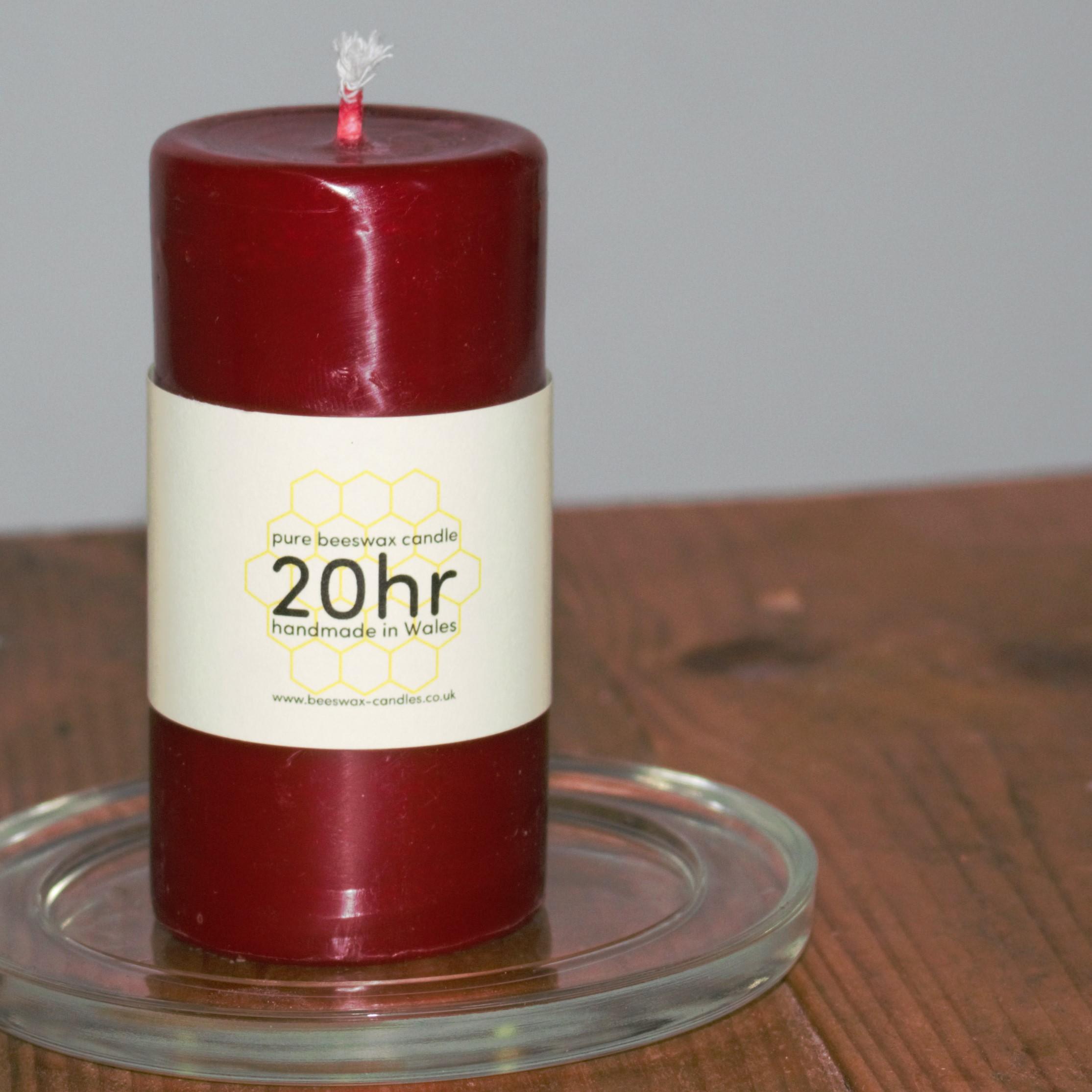 Christmas Red 20hr pure beeswax pillar candle