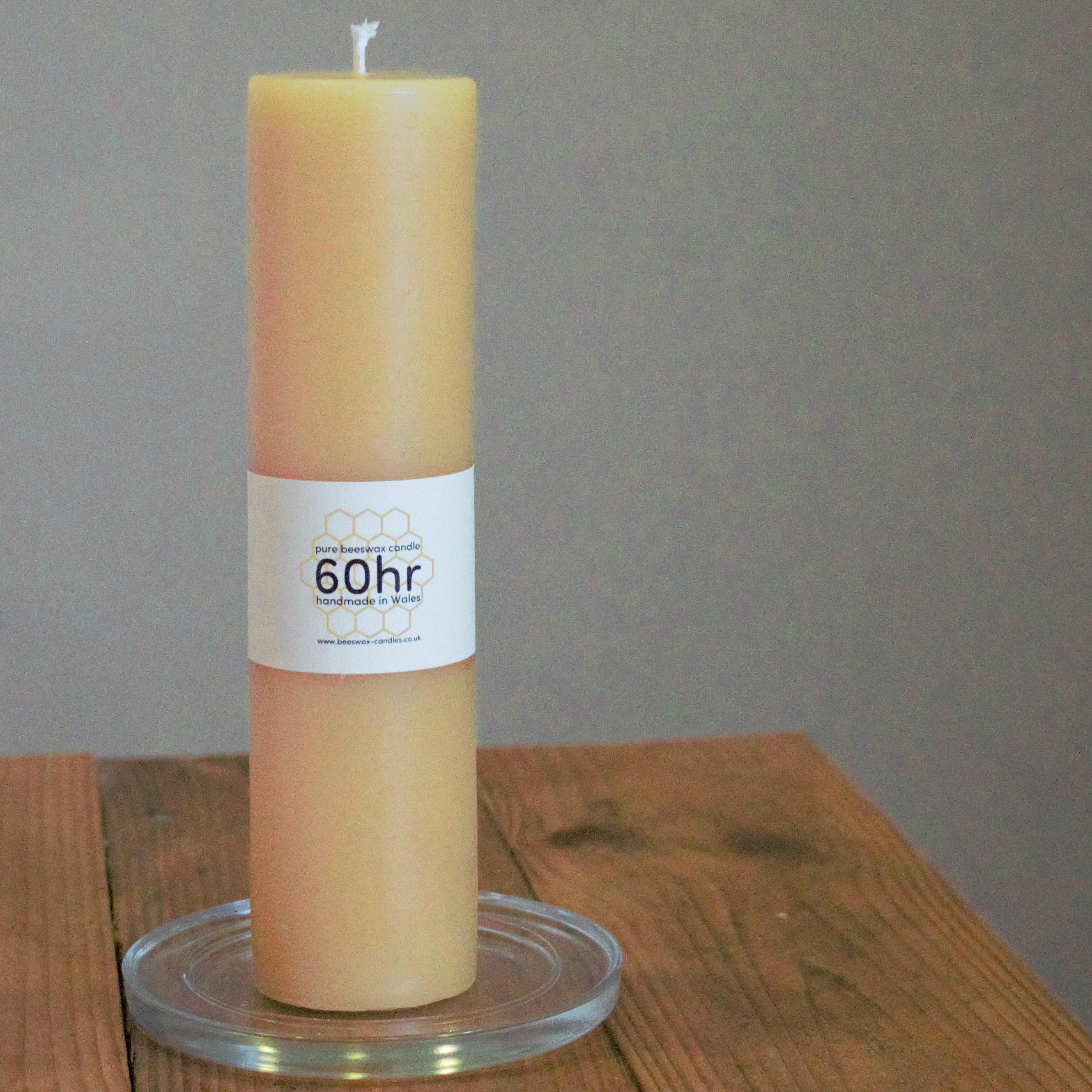 60hr pure beeswax pillar candle