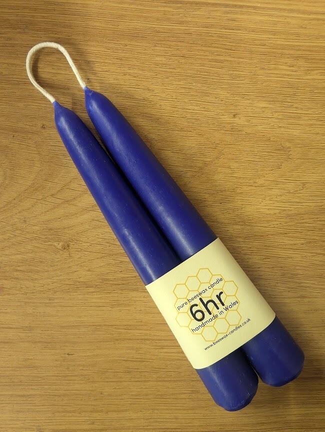 Cobalt Blue dipped 6hr pure beeswax candles