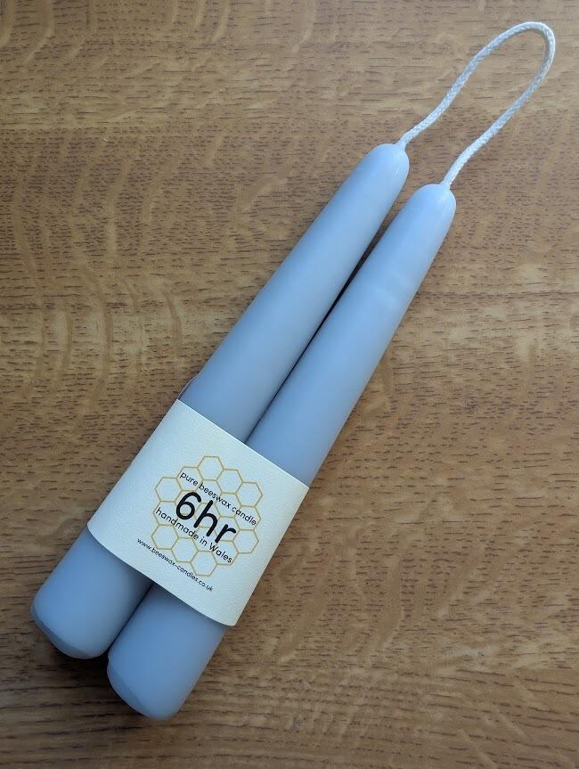 Pale Blue dipped 6hr pure beeswax candles
