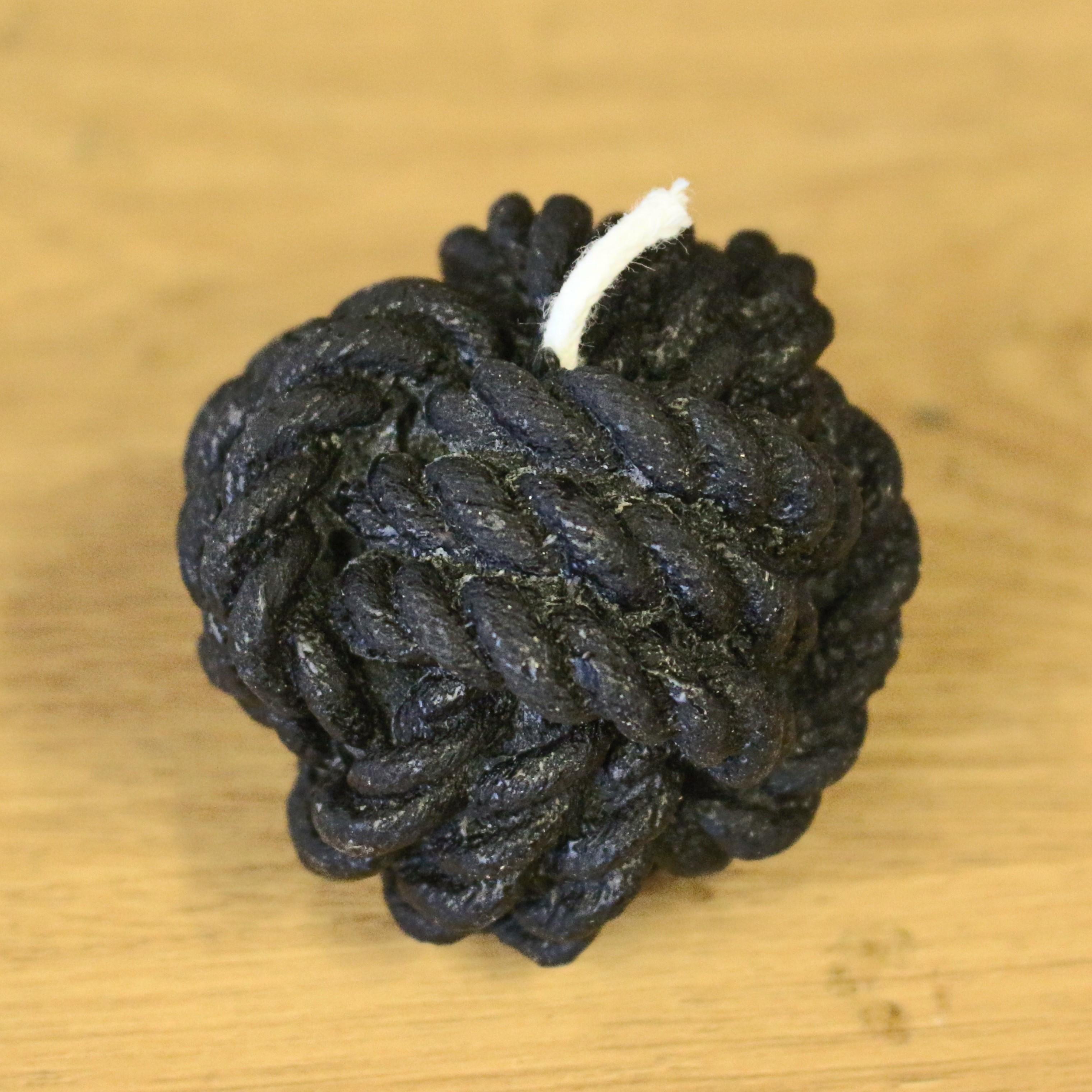 Jet Black pure beeswax yarn ball candle