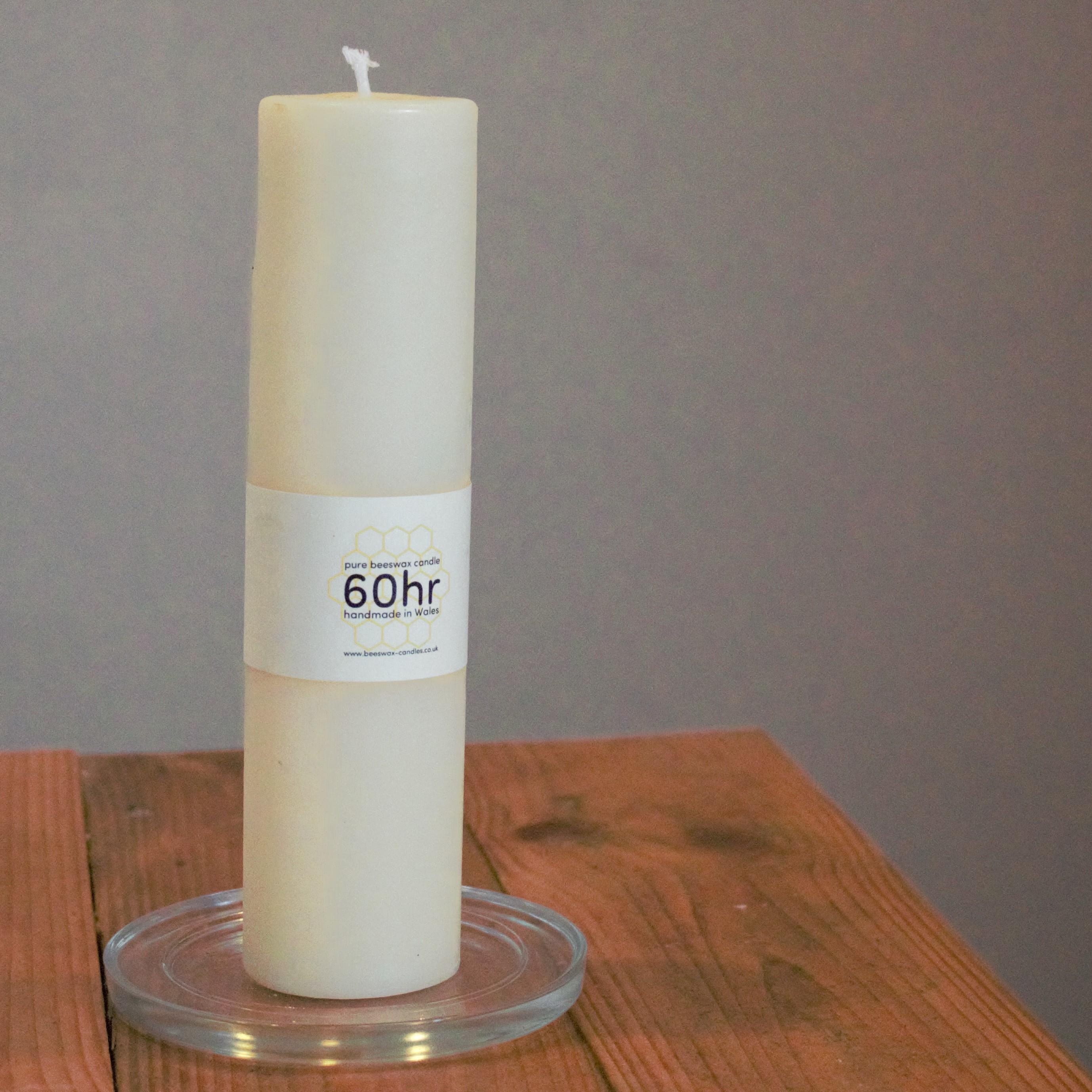 Ivory 60hr pure beeswax pillar candle