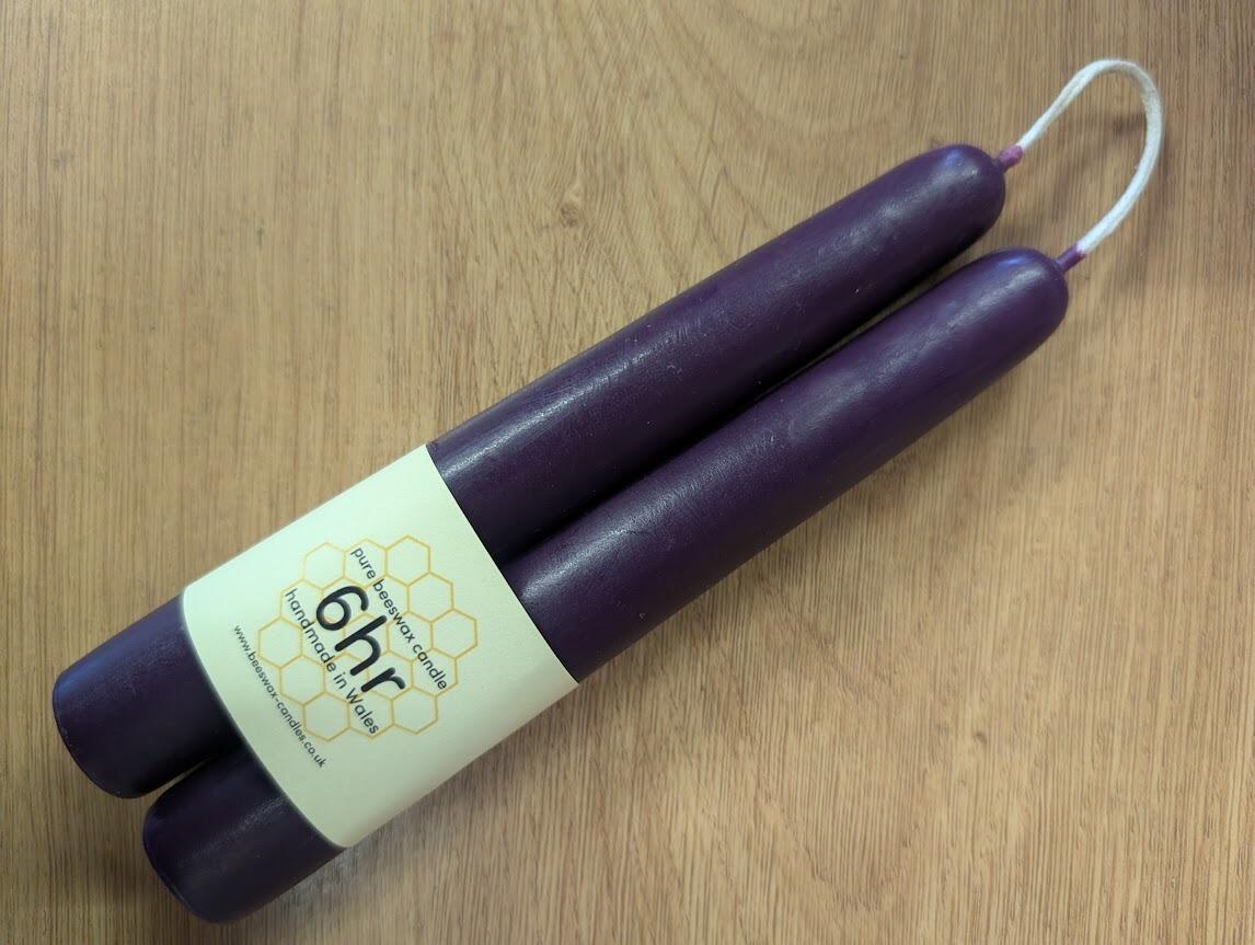 Deep Purple dipped 6hr pure beeswax candles