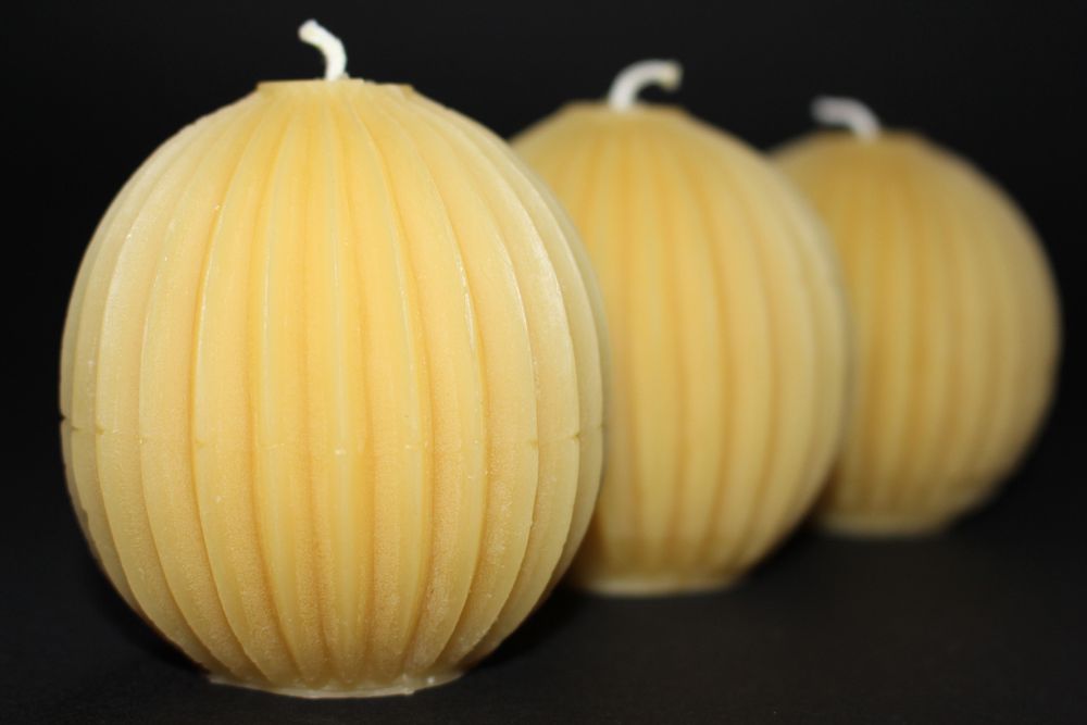 Pure organic beeswax segmented sphere candleshandmade in Wales