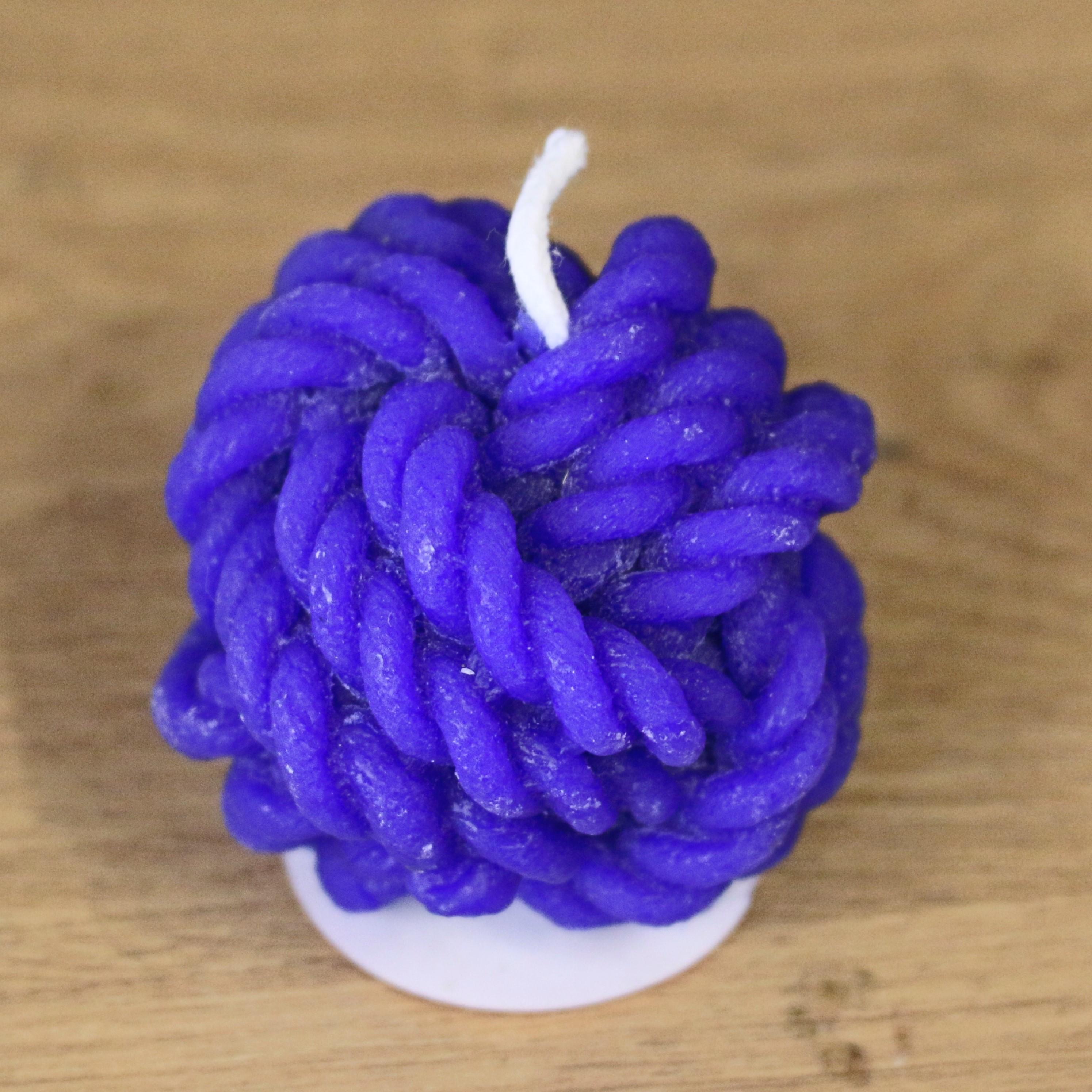 Cobalt Blue pure beeswax yarn ball candle