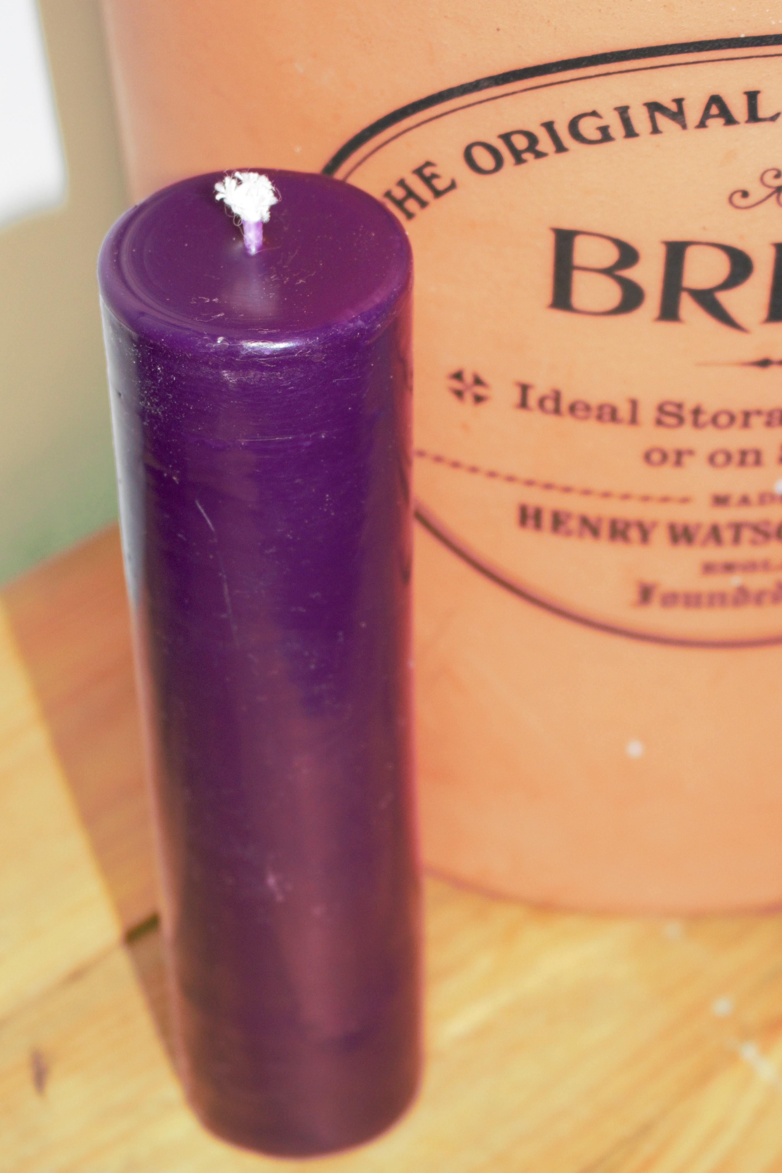 Deep Purple 60hr beeswax pillar candle