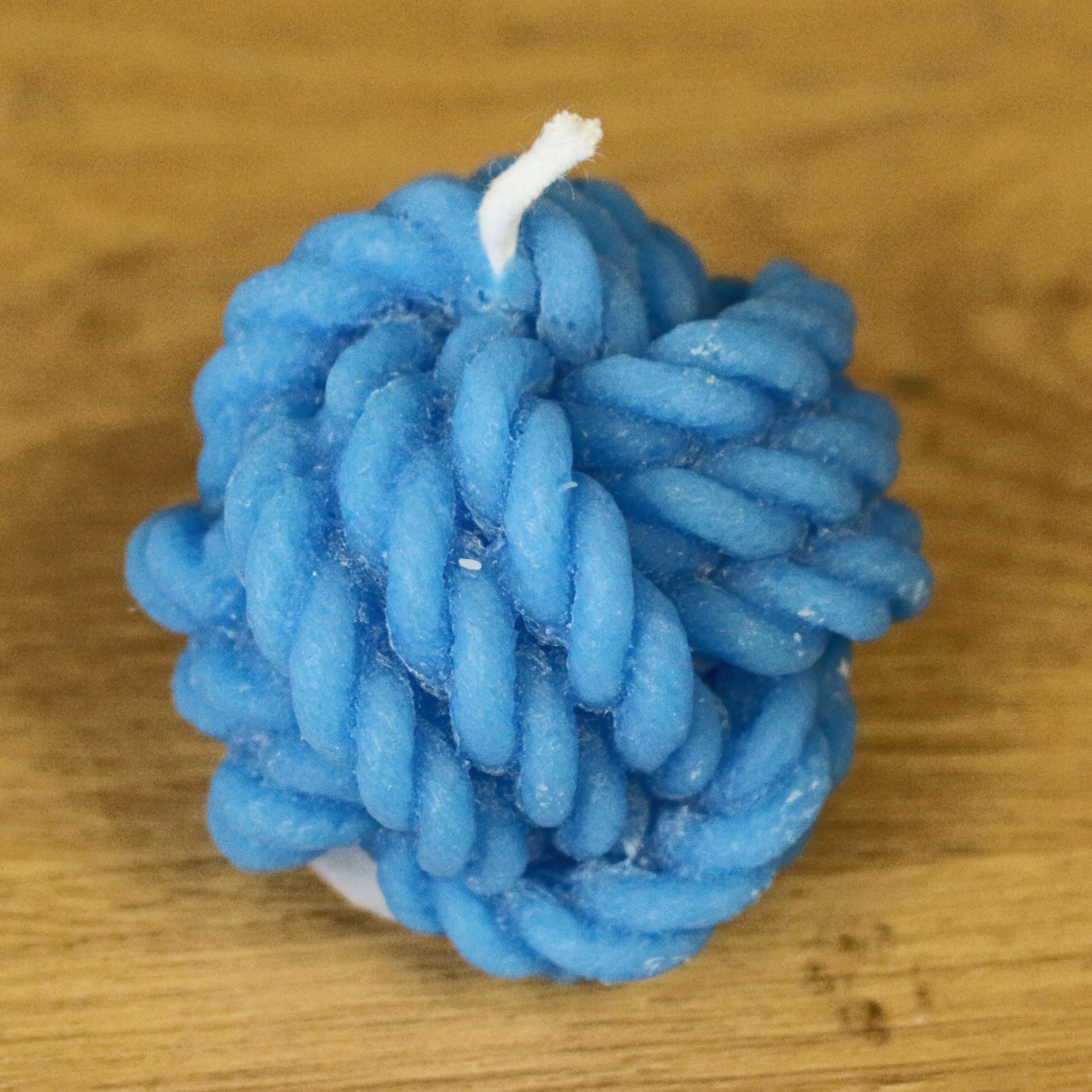 Sea Blue pure beeswax yarn ball candle