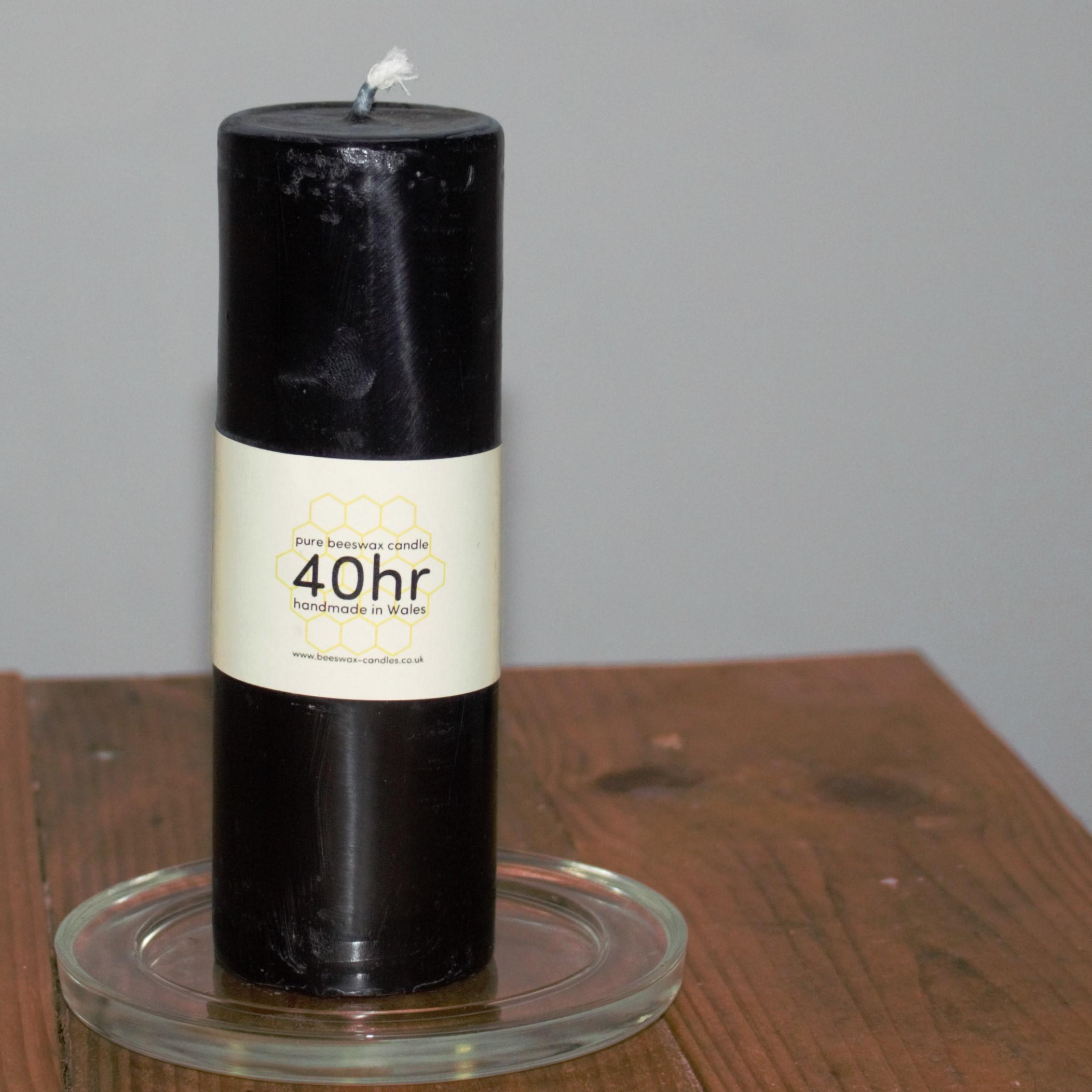 jet black 40 hour beeswax candle