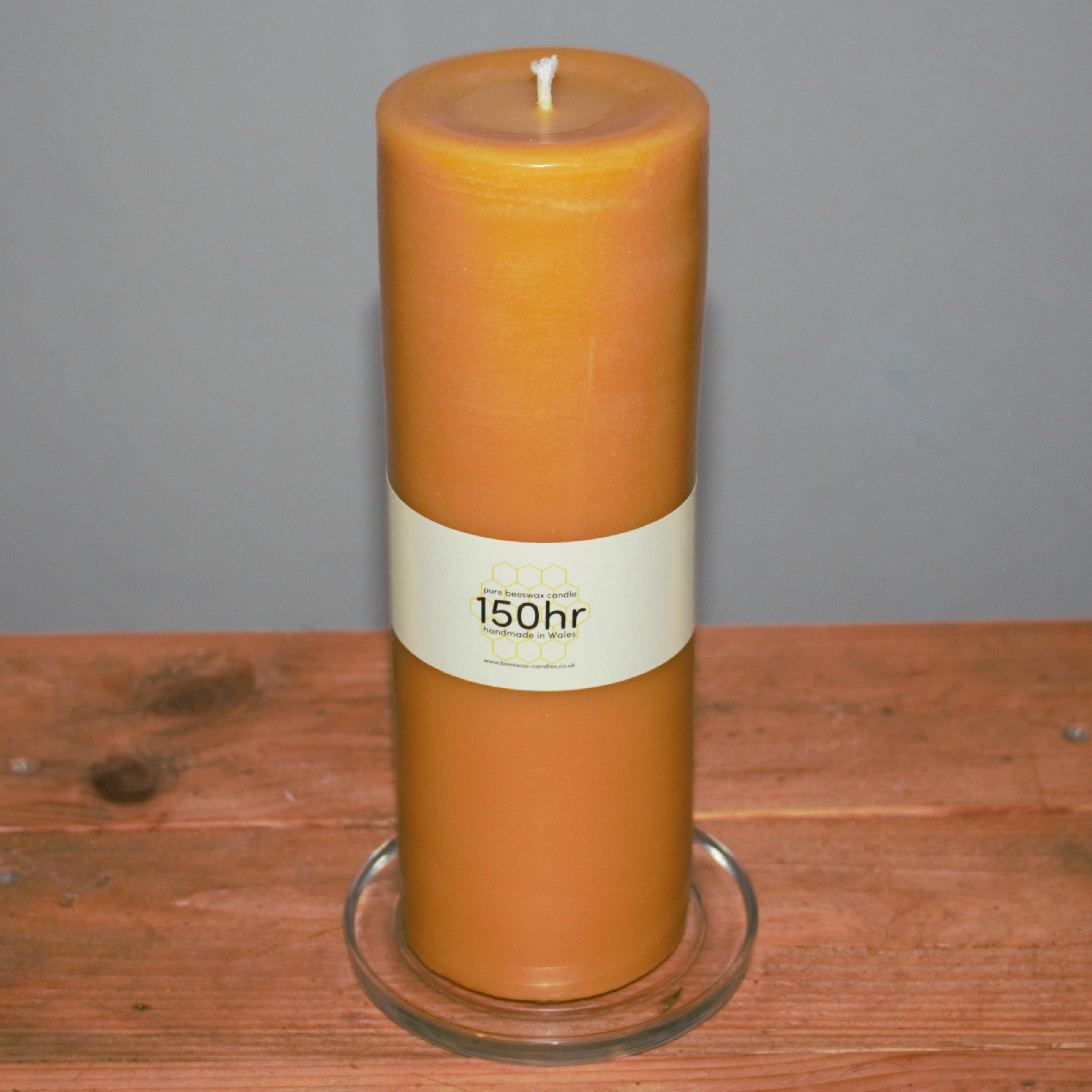 150 hour pure beeswax pillar candle